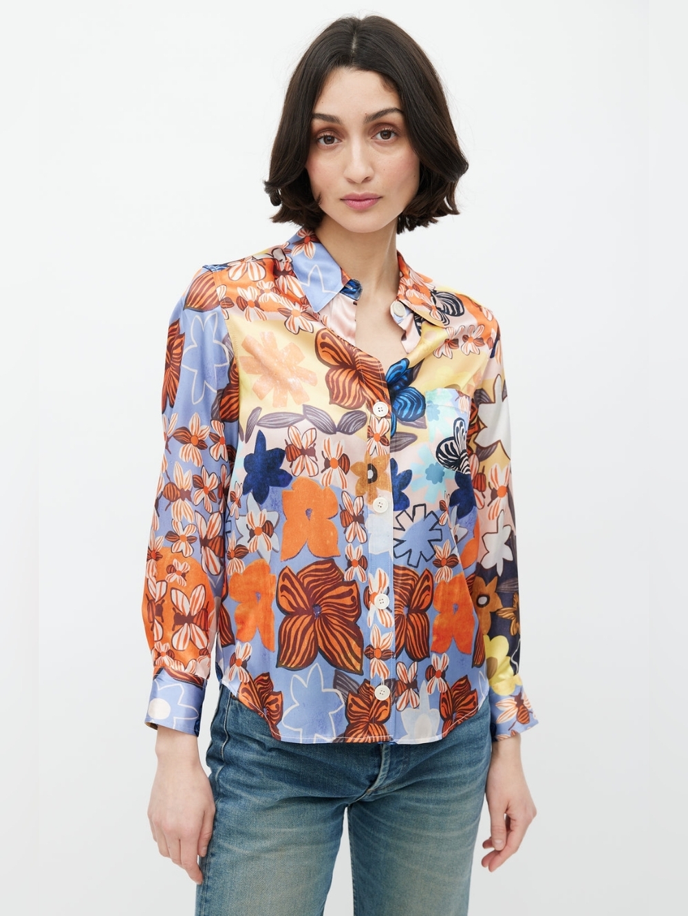 Rare Find - Acne Studios Buse Satin Floral Top - Size 36 (US 4)